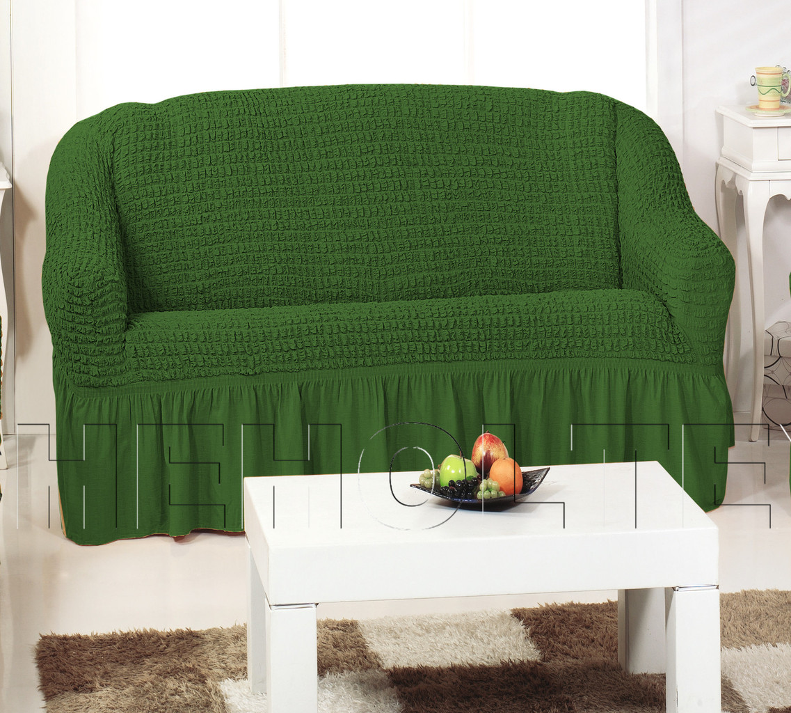 Чехол на 3-х местный диван, цвет зеленый — Чехлы-для-диванов.рф